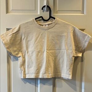 Zara Kids Cream Tan Beige Crop T-Shirt Size 9-10